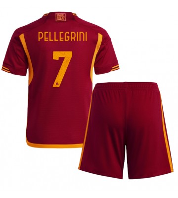 AS Roma Lorenzo Pellegrini #7 Domácí dres komplet pro Děti 2023-24 Krátkým Rukávem (+ Krátké kalhoty)